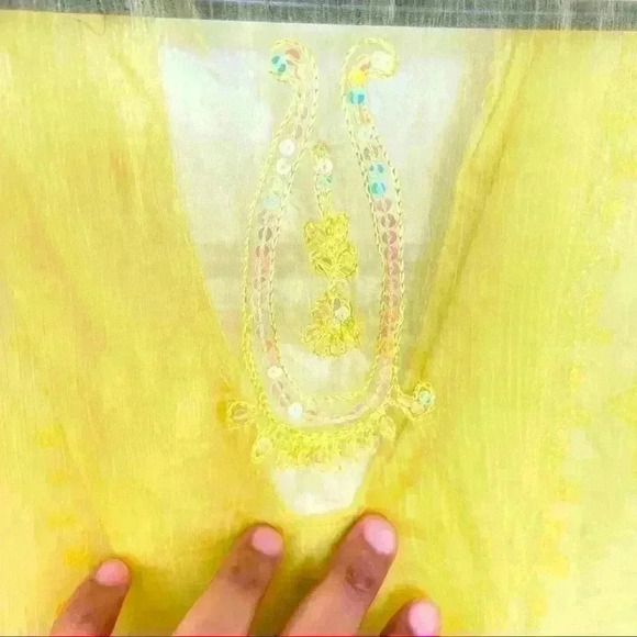 LULI K YELLOW SWIMWEAR  TUNIQUE SEQUINS SIZE SMALL - Picture 8 of 16